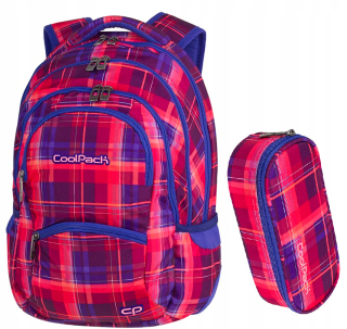Školský batoh - BIG COLLEGE COOLPACK BATOH s károvaným vzorom + peračník