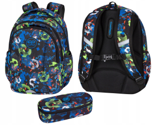 Školský batoh - Coolpack Joy S Football Blue Batoh + Puzdro pre ceruzku.