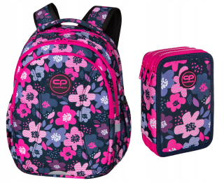Školský batoh - Coolpack Joy S Batoh Flowers + Tri -Row Cencil Case
