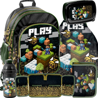 Školský batoh - Batoh Minecraft Pixele pre školu 5in1 set hier