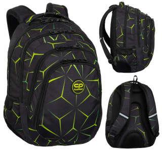 CoolPack viackomorový školský batoh, čierny, odtiene zelenej, viacfarebný, 28 rokov