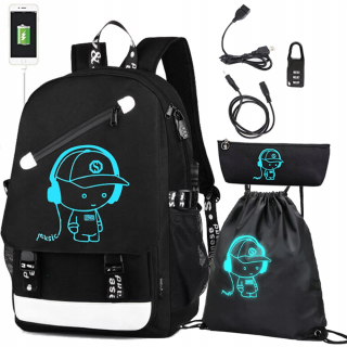 Školský batoh - ŠKOLSKÝ BATOH SVIETIACI MLÁDEŽ USB SÚPRAVA