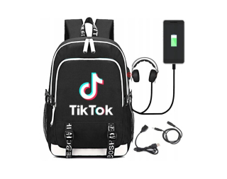 Aktovka, školská taška - BACKPACK TIK TOK PORT USB SATCHEL BIG A4 NOVINKA