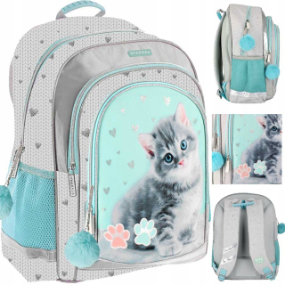 Backpack School School Bag s mačičkou pre dievča