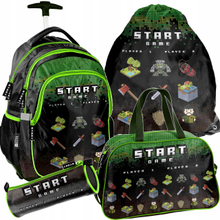 Školský batoh - Batoh na Minecraft Wheels 4in1 School Set