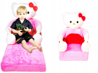 Detské kreslo - Plyšová PUFA Pink Seat Kitty Kotek 5v1 Kreslo