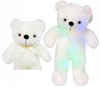 PLYŠOVÝ MEDVEĎ, SVIETIACI MEDVÍDOK, 50CM, LED LAMPA, Mäkká plyšová hračka pre deti
