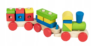Drevená dráha pre deti - Vlak Drevené vozy + veľká vankúšiky