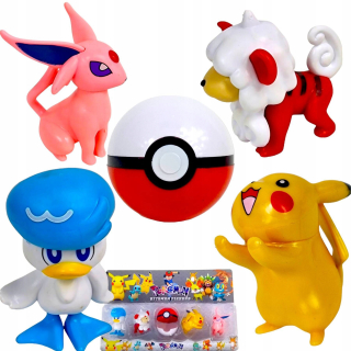 SÚPRAVA POKEMONOV 5v1 POKEBALOVÁ LOPTIČKA POSTAVKA 4 KUSY PIKACHU