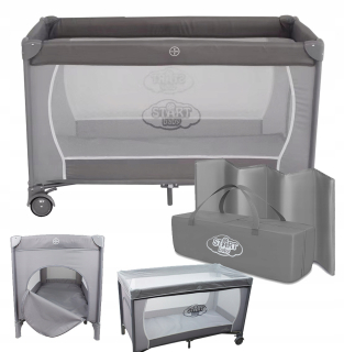 STARTBABY cestovná postieľka 60 x 120 cm odtiene sivej a striebornej