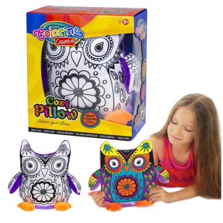 Darčekový vankúšik Sova maskot pre farbenie kutilstvo