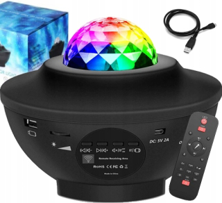 Nočná lampa do detskej izby - Projektor Stars Bluetooth reproduktor Night lámp