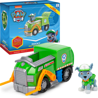 Rozprávkové autíčko - Garbage pes Patrol figúrka Rocky + Vehicle