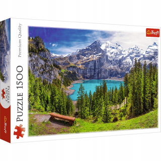 1500el puzzle. Lake Oeschinen, Alpy, Švajčiarsko