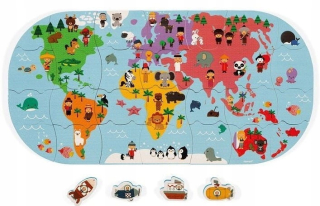 Hračka do vody - Kúpeľové puzzle Mapa sveta 28 Elem. Janod 3+