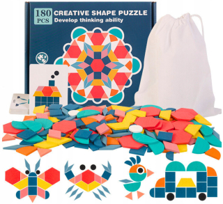 Hádanky drevené mozaikové bloky Montessori Colors Science Veda Veľké 180 prvkov