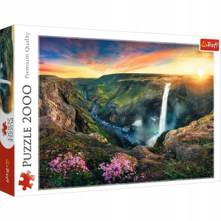 Puzzle krajina vodopádu horského Islandu 2000 TREFL