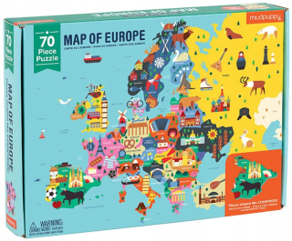 Puzzle mapa Európy tvary krajín Mudpuppy