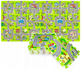 Vzdelávacia podložka - Penová puzzle rohož City Streets cesta 18el veľká