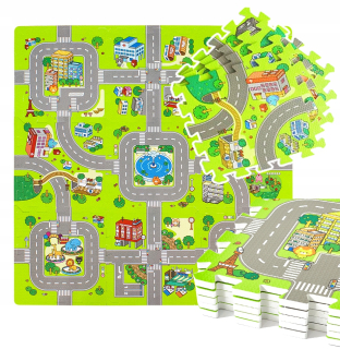 Vzdelávacia podložka - Penová puzzle penová rohož City Streets Roads 9