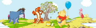 Nálepky na stenu - Popruh Winnie the Pooh Border Border cez rieku dekorácie