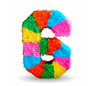 Piñatá rainbow číslica 6 50x35x7.5cm narodeninovej party