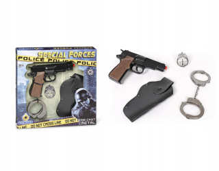 Pištoľ pre deti - Solid Metal Gun Set 4v1 Policajt