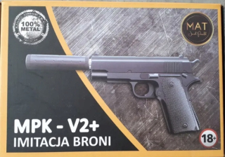 Pištoľ pre deti - Pištoľ kov na loptách s tlmičom ASG repliky