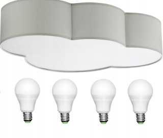 Luster do detskej izby - Plafón Cloud Grey Grey TK Osvetlenie 4PŁ + žiarovky