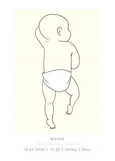 Obraz do detskej izby - Plagát Newborn Yellow Metric 40x50 MN05