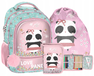 Školský batoh - Batohský batoh pre dievčatá panda set