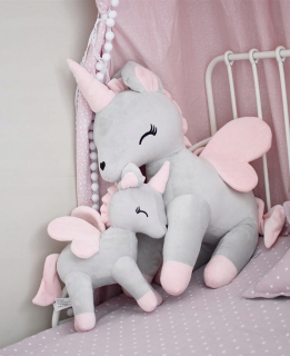 Plush Unicorn Veľkosť XL- Šedá / ružová