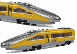 Dráha pre deti, stavebnica - Pendolino vlak so žltým ťahom so zvukom a