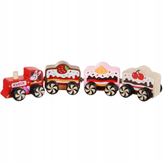 Drevená dráha pre deti - Cookie Train Wooden Cubic WAWA Pads