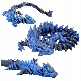 Pohyblivý modrý a čierny krištáľový drak 32 cm