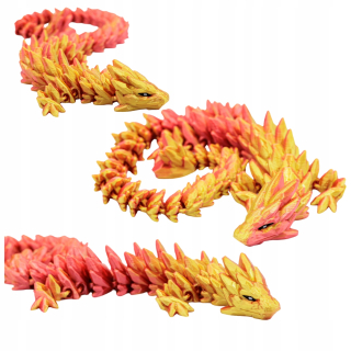 Pohyblivý červený a zlatý krištáľový drak 32 cm