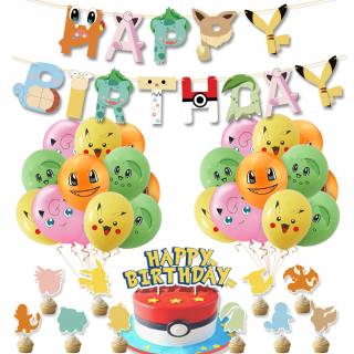 Balóny na párty - Pokemon narodeniny téma strán dekoratívnych materiálov