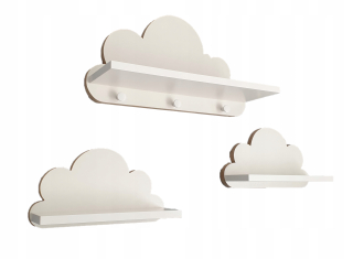 Polica do detskej izby - Cloud police set 3 kusy s vešiakom