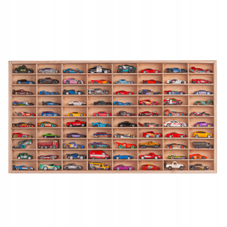 Polička na autíčka Cars Springs Hot Wheels Organizér 80 miest Drevené