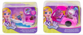 Bábika Polly Pocket - Polly Motorový čln so psom a mobilnou sedacou súpravou