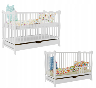 Drevená posteľ SKLEPBABY ZUZIA WHITE DRAWER 60 x 120 cm biela