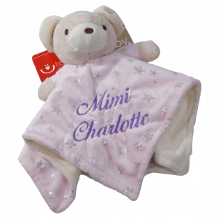 Cuddly s menom - medvedík ružový výšivky