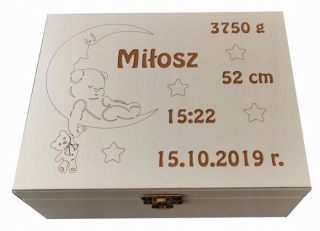 Úložný box - Krabica spomienok Gravírovaná narodeninová metrická