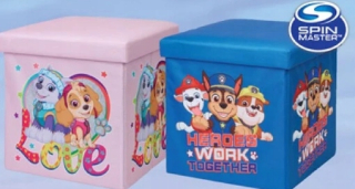 Detský sedací vak - pufa - PINK Pouf na uskladnenie Tlapková hliadka