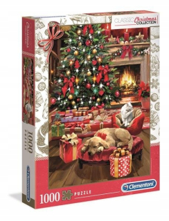Puzzle 1000 Vianoc pri krbe Clementoni 39580