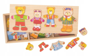 Drevené puzzle skladačky Bigjigs medvedíky