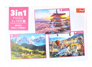 Trefl 3 x 1000 japonsko puzzle, Turecko, Taliansko. 93046