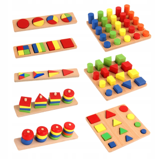 Puzzle pre deti. Drevené geometrické hračky