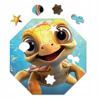 Puzzle Drawniane Milliwood - Ahoj, som malý - Theo Turtle 29x29 - 46 El.