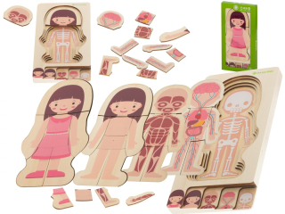Puzzle drevené Posilňovanie Montessori Girls